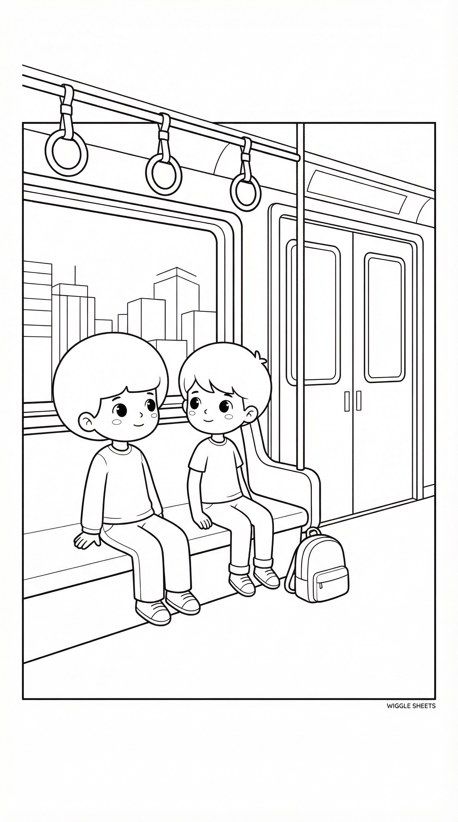 Kids in Metro Coloring Page